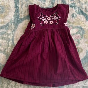 Gymboree Burgundy Kids Dress with Floral Embroidery